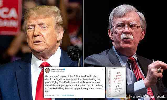 Donald Trump steps up demands that John Bolton 'should be jailed, money seized' for bombshell book - Daily Mail