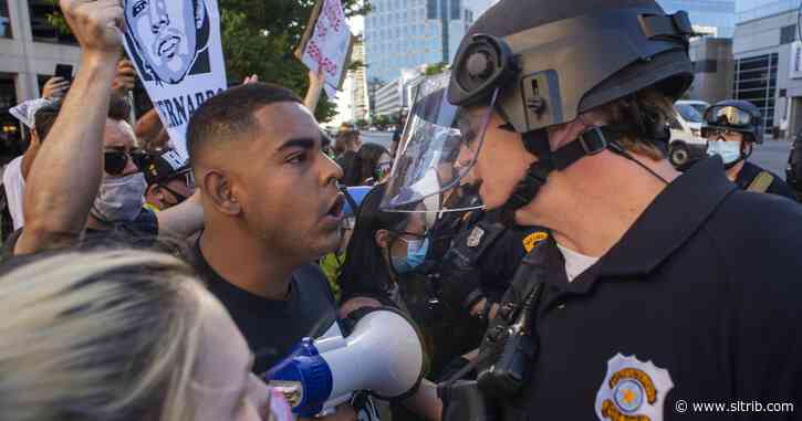 Tensions escalate after police officers arrive on scene of ‘Justice for Bernardo’ protest in Salt Lake City