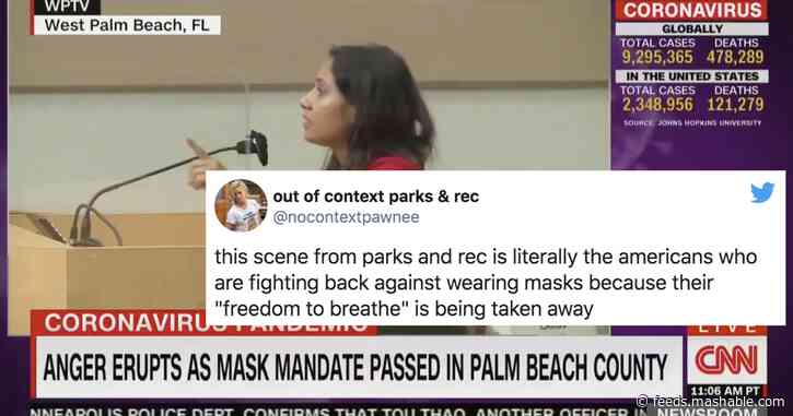 Florida residents protesting mandatory masks is like a 'Parks and Rec' fever dream