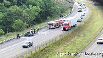 Car Catches Fire On Parkway North Outbound