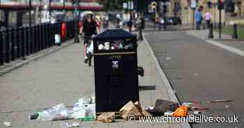 Beer cans and McDonald's wrappers left strewn across Newcastle Quayside