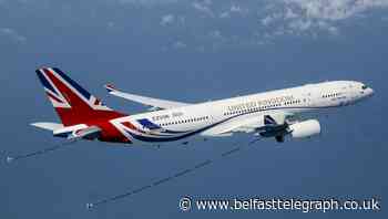 RAF Voyager takes to the skies after red, white and blue makeover