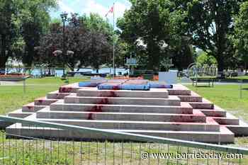 Base of Orillia's Champlain Monument vandalized - BarrieToday