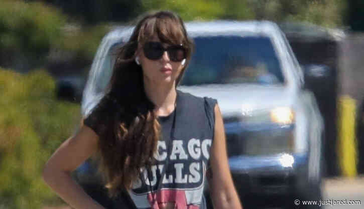 Dakota Johnson Goes for a Casual Walk with Dog Zeppelin