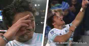 New Zealand player Caleb Clarke breaks down in tears during live TV interview