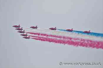 Red Arrows perform flypast over York and Scarborough