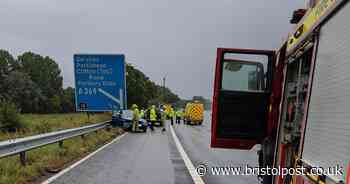 Fire crews rush to M5 crash in heavy rain