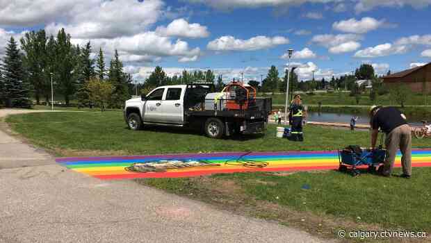 'Absolutely unacceptable': Pride pathway in Alberta community targeted by vandals