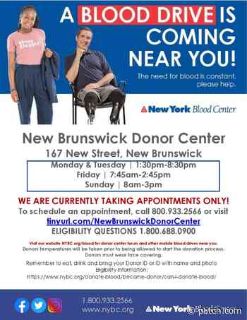 Urgent Need for Blood Donations in New Brunswick! Appt Preferred - Patch.com