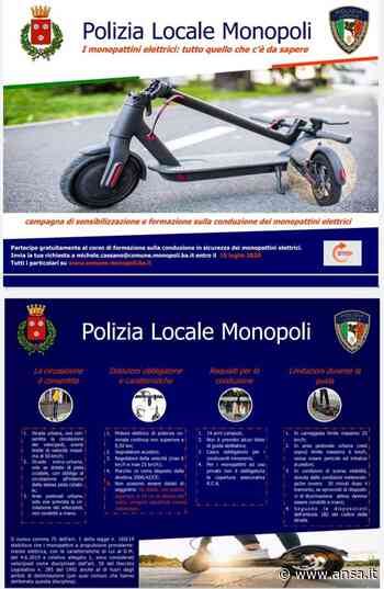 Monopoli: Al via campagna “Monop-attiamo in sicurezza”. Iscrizioni corso on-line entro 15/07/2020 - ANCI Puglia - Agenzia ANSA