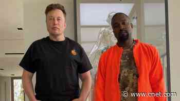 Elon Musk and Kanye West pose for photo that includes Grimes, robot display     - CNET