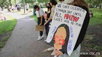 Protesters gather in Saskatoon to demand Canada Day be cancelled