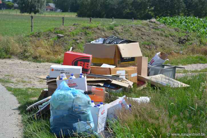 Sluikstorter dumpt afval langs kant van de weg