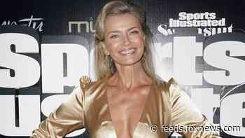 Paulina Porizkova, 55, shows off her abs while cleaning pool in animal print bikini