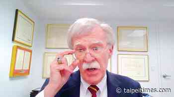 Taiwan should keep bolstering ties with US: Bolton - 台北時報