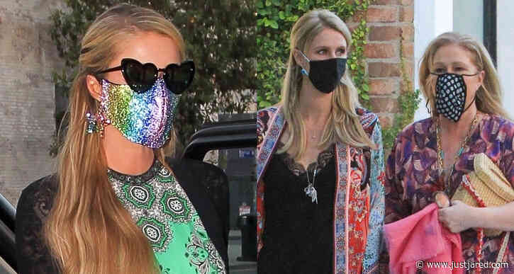 Paris Hilton Wears Rainbow Face Mask to Dinner with Her Family