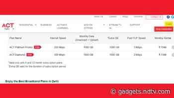 ACT Fibernet Broadband Plans Upgraded With Up to 300Mbps Speeds, More Data