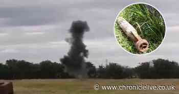 Watch police carry out explosion after WW2 bomb discovered at farm