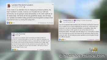Baltimore Restaurants Closed After Employees Test Positive For Coronavirus - CBS Baltimore