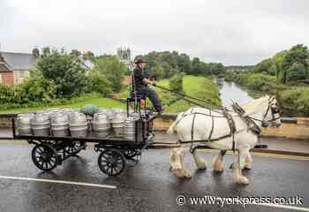 Horse-drawn cart delivers beer to pubs ahead of reopening