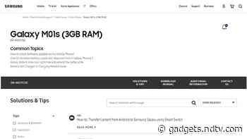 Samsung Galaxy M01s Official Support Page Reveals 3GB RAM Variant, May Launch in India Soon
