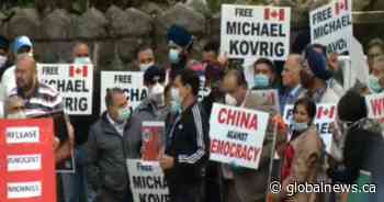 Protesters call for release of the ‘two Michaels’ outside Chinese embassy in Vancouver