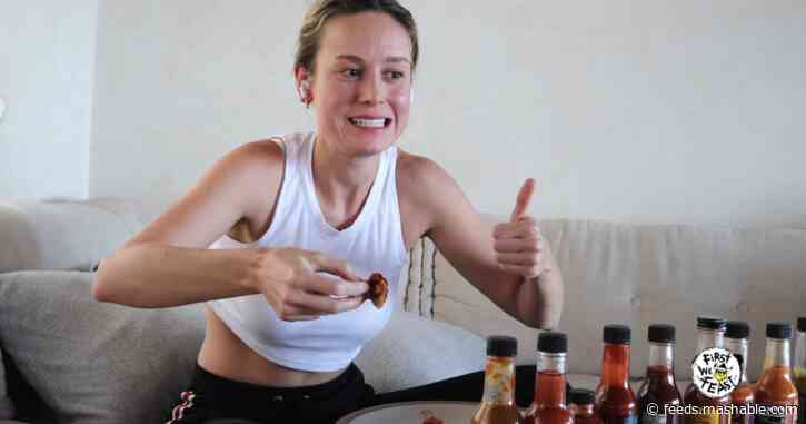 Brie Larson celebrated her YouTube launch with a trip to the 'Hot Ones' gauntlet