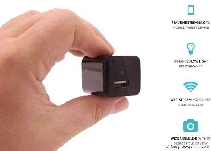 Secret home security camera disguised as a smartphone charger