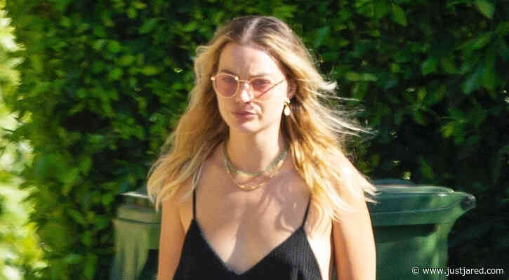 Margot Robbie Sports Little, Black Dress While Hanging Out with a Friend