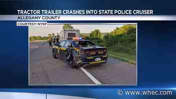 State Trooper injured after tractor-trailer rear-ends patrol car