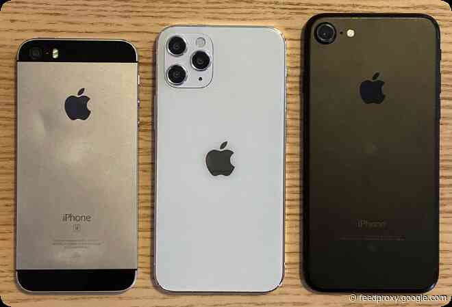 5.4-inch iPhone 12  physical size vs. original 4-inch iPhone SE and 4.7-inch iPhone 7