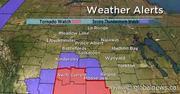 Tornado watch in southwest Saskatchewan