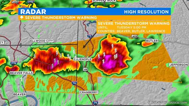 Severe Thunderstorm Warnings Issued In 3 Southwestern Pennsylvania Counties