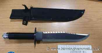 Knife, sword and man hiding in bushes arrested as police dogs called in