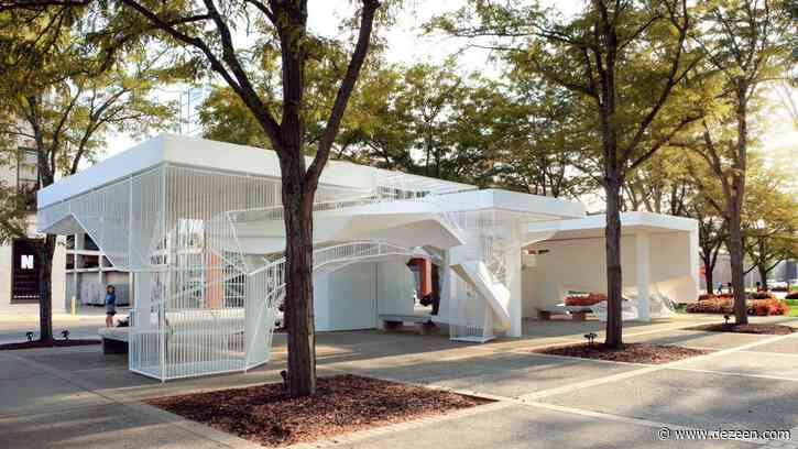 Oyler Wu Collaborative repurposes Eero Saarinen bank teller canopies for installation