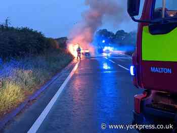 Care fire on A64 near Malton
