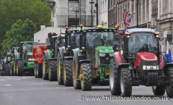 Farmers drive tractors to London for food standards protest