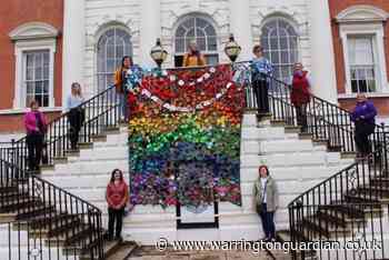 Crafters create stunning rainbow tribute outside Warrington Town Hall - Warrington Guardian