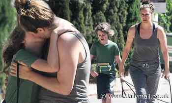 Alicia Silverstone plants a kiss on her son Bear on LA hike