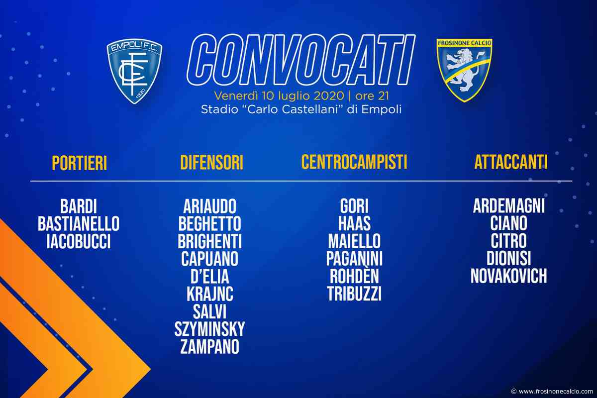 EMPOLI - FROSINONE, I CONVOCATI - Frosinone Calcio - www.FrosinoneCalcio.com