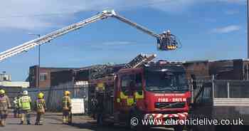 First footage from the scene as firefighters tackle blaze at factory