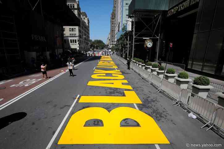Trump Tower gold doorstep now reflects New York's Black Lives Matter mural