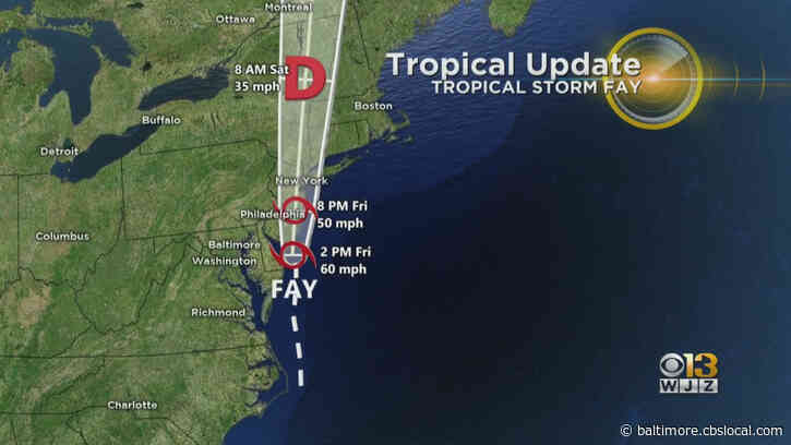 Tracking Tropical Storm Fay: Center Of Storm Passes Along East Coast