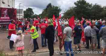 Hundreds march outside Sunderland Nissan in protest over pensions