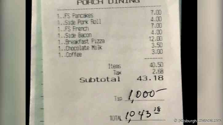 Customer Leaves Restaurant Staff $1,000 Tip To Thank Them For Working Through The Pandemic