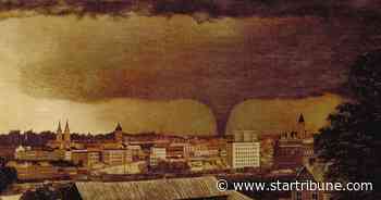 1890 cyclone twists on in old photo, museum painting