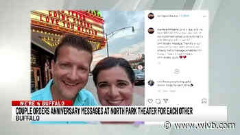 Couple orders anniversary message at North Park Theatre