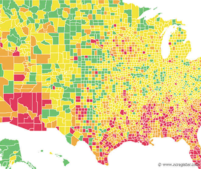 Coronavirus: These maps show risk levels for every county and every state in real time