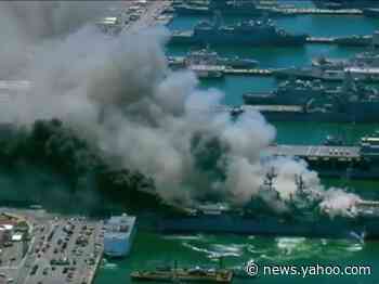 At least 17 US Navy sailors injured after ship catches fire at San Diego Naval Base