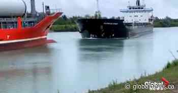 2 ships collide head-on in Ontario’s Welland Canal, video shows - Globalnews.ca